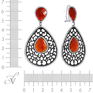 Серьги с агатом, фианитом из серебра