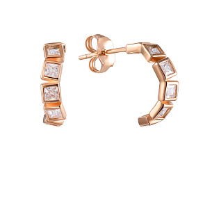 Серьги из серебра с фианитами, золочением