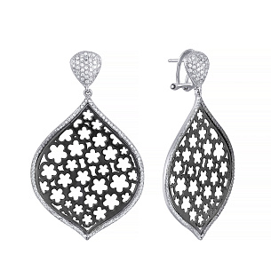 Серьги из серебра с фианитом