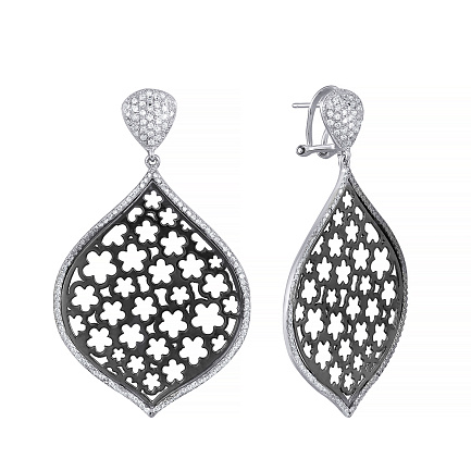 Серьги из серебра с фианитом