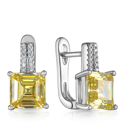 Серьги из серебра с фианитом