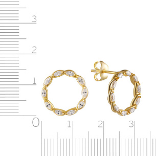 Серьги из серебра с фианитами, золочением
