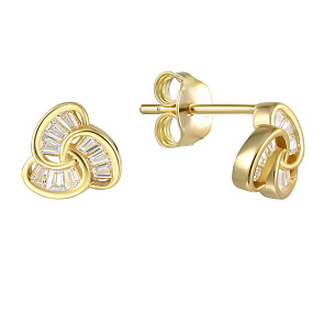 Серьги из серебра с фианитами, золочением