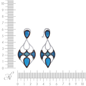 Серьги из серебра с агатом, фианитом