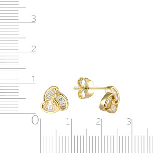 Серьги из серебра с фианитами, золочением