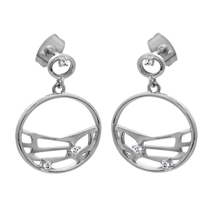Серьги из серебра с фианитом