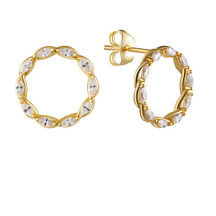 Серьги из серебра с фианитами, золочением