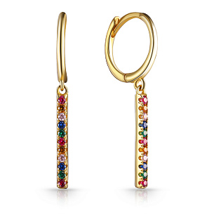 Серьги из серебра с фианитами, золочением