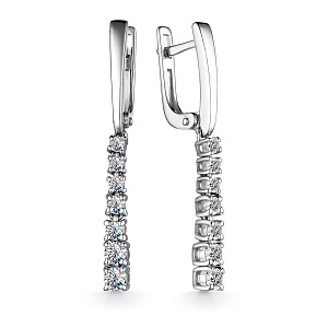 Серьги из серебра с фианитами