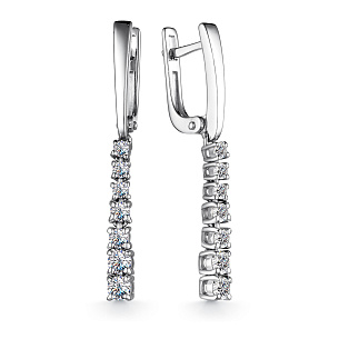 Серьги из серебра с фианитом