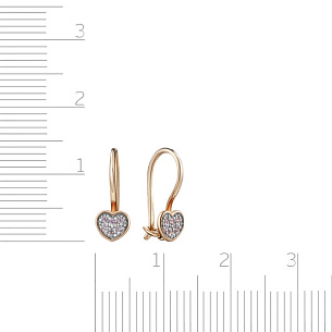 Серьги детские из красного золота с фианитом