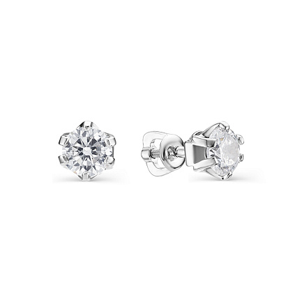Серьги из серебра с фианитами