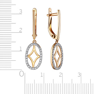 Серьги из красного золота с фианитом