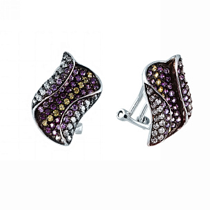 Серьги из серебра с фианитом