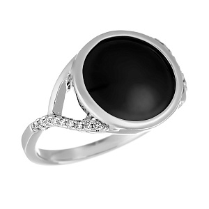 Кольцо из серебра с керамикой, фианитами