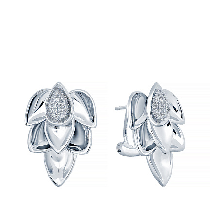 Серьги из серебра с фианитом