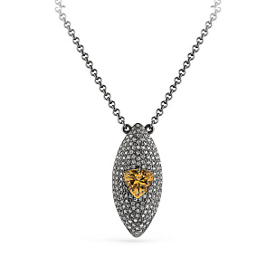 Колье из серебра с фианитами, цитрином