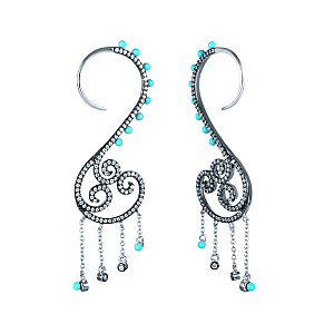 Серьги из серебра с фианитом