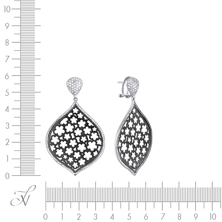 Серьги из серебра с фианитом