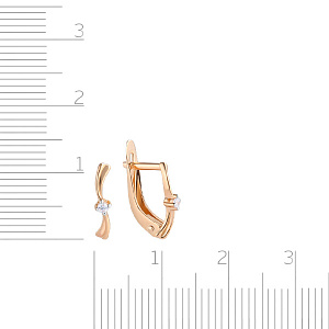 Серьги детские из красного золота с фианитом