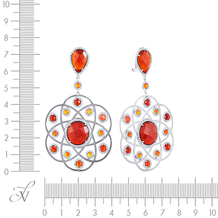 Серьги из серебра с агатом, фианитом