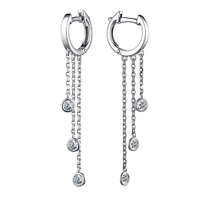 Серьги из серебра с фианитом