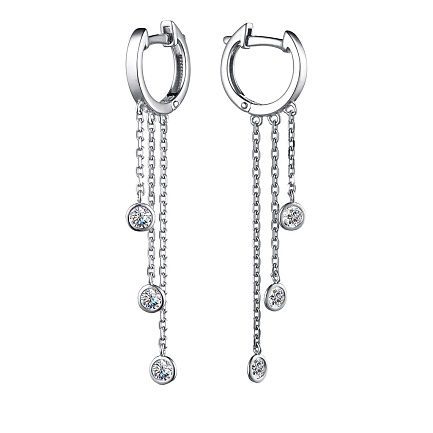 Серьги из серебра с фианитами
