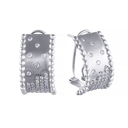 Серьги из серебра с фианитом