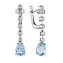 Серьги из серебра с топазом, фианитом