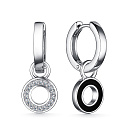 Серьги из серебра с фианитами, эмалью