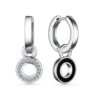 Серьги из серебра с фианитами, эмалью