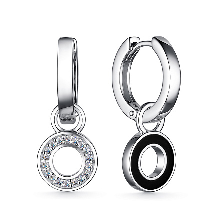 Серьги из серебра с фианитами, эмалью