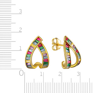 Серьги из серебра с фианитами, золочением