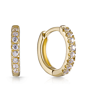 Серьги из серебра с фианитами, золочением