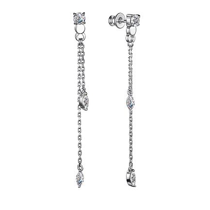 Серьги из серебра с фианитами