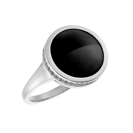 Кольцо из серебра с керамикой, фианитами