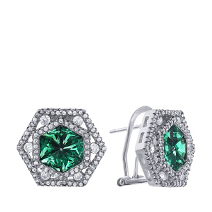 Серьги из серебра с фианитом