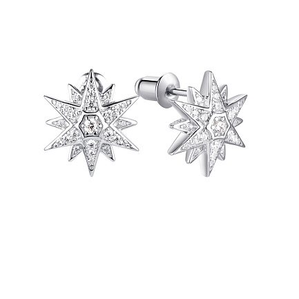 Серьги из серебра с фианитом