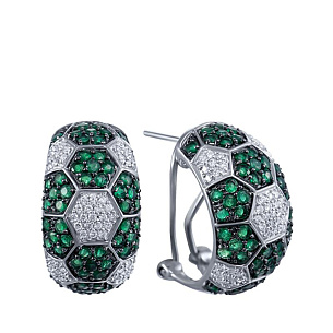 Серьги из белого золота с изумрудом