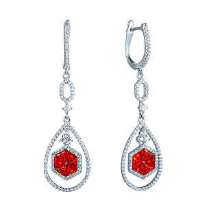 Серьги с английским замком из серебра с фианитом