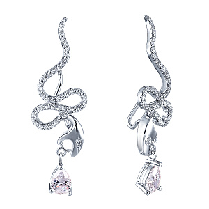 Серьги из серебра с фианитом