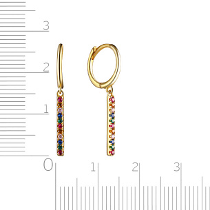 Серьги из серебра с фианитами, золочением