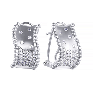 Серьги из серебра с фианитом