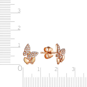 Серьги из серебра с фианитами, золочением