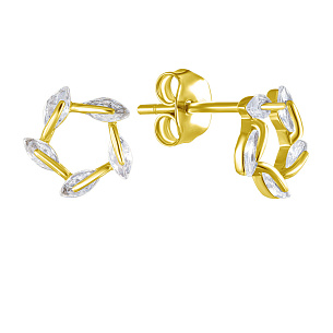 Серьги из серебра с фианитами, золочением