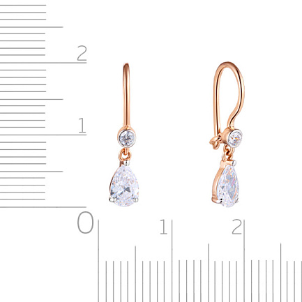 Серьги детские из красного золота с фианитом